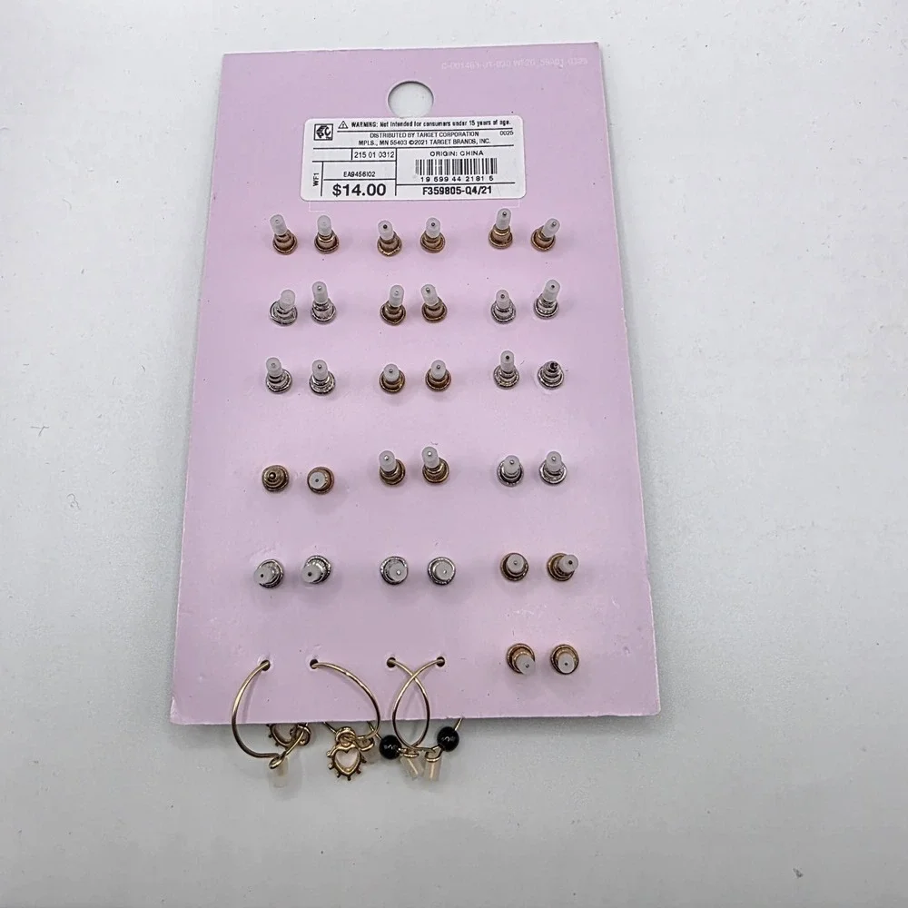 18 Pair Wild Fable Earrings Post & Hoop Earrings Stars Moons Nickle Free NEW
